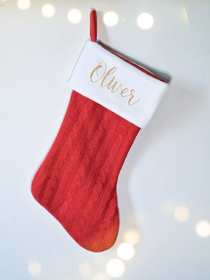 Personalised Red Knit Stocking