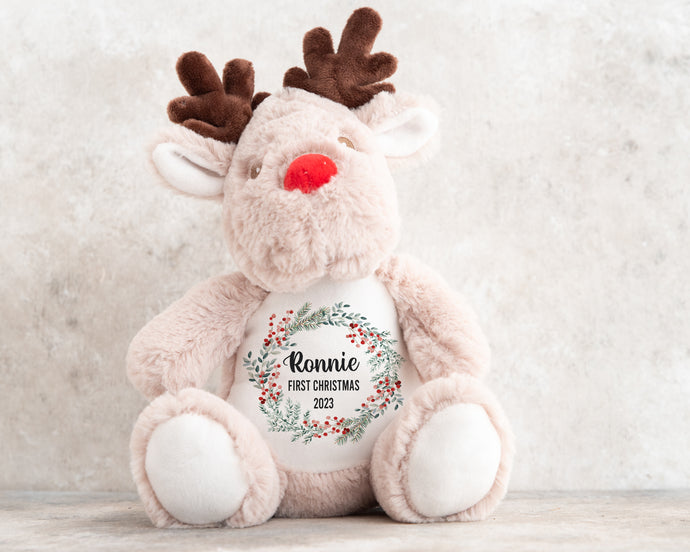 First Christmas Reindeer Teddy  - Gift for baby or child