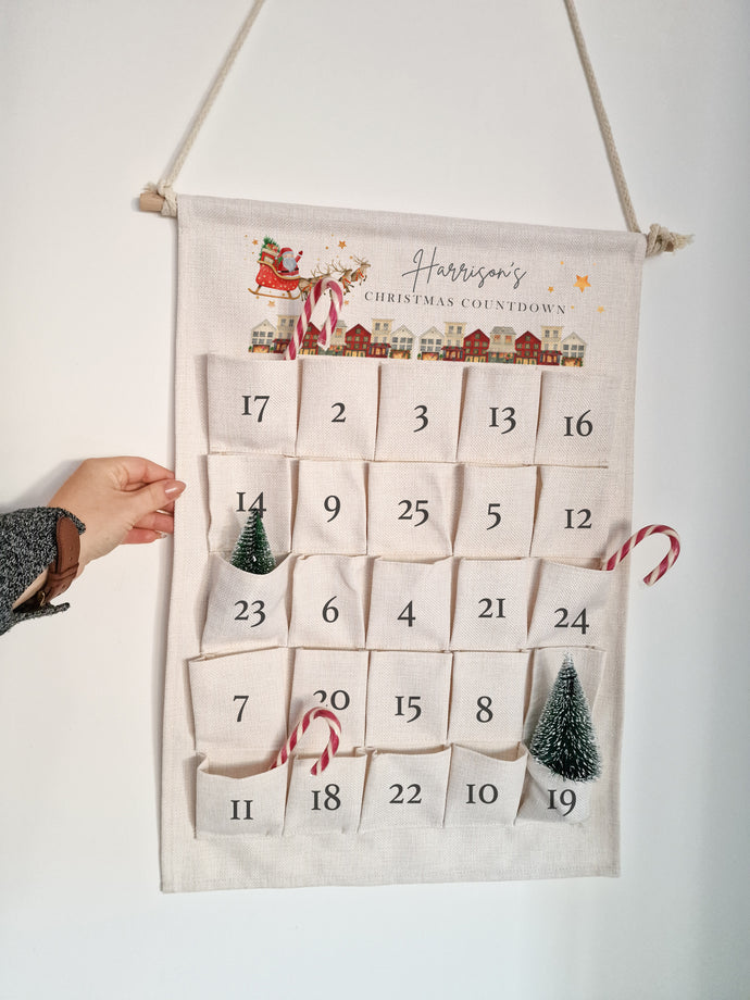 Father Christmas Hanging Christmas Countdown Canvas advent calendar
