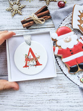Load image into Gallery viewer, Personalised Santa Sleigh Initial Christmas Ornament
