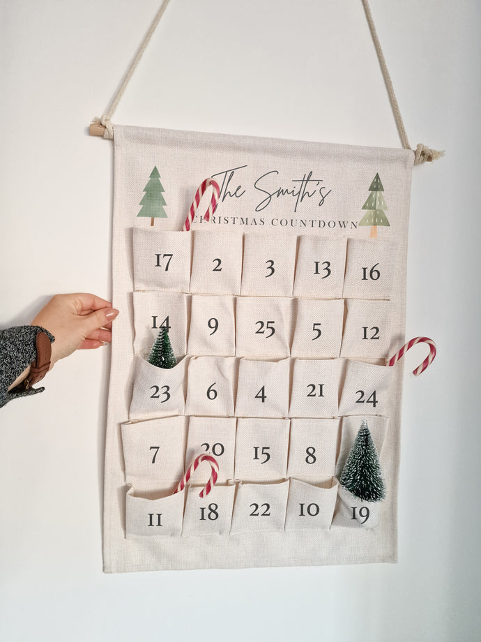 Nordic Tree Hanging Christmas Countdown Canvas advent calendar