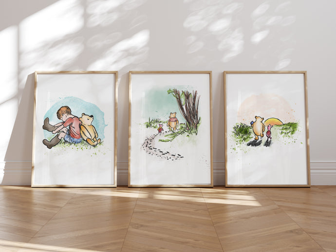 Winnie the pooh set of 3 Nursery Prints