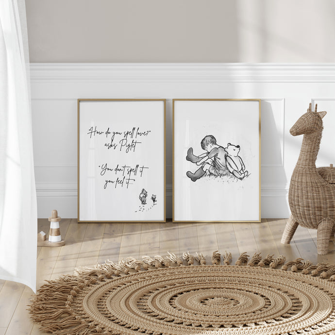 Winnie the pooh set of 2 love quote