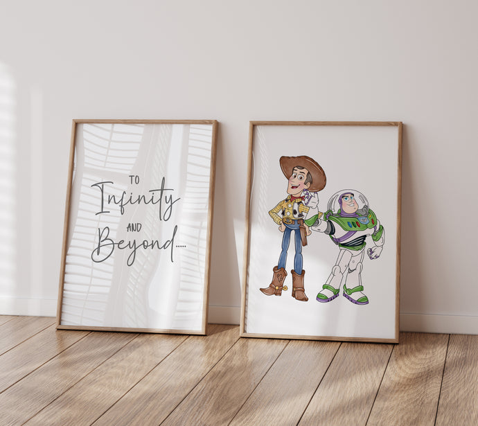 Toy Story set of 2 Woody and Buzz To infinity prints