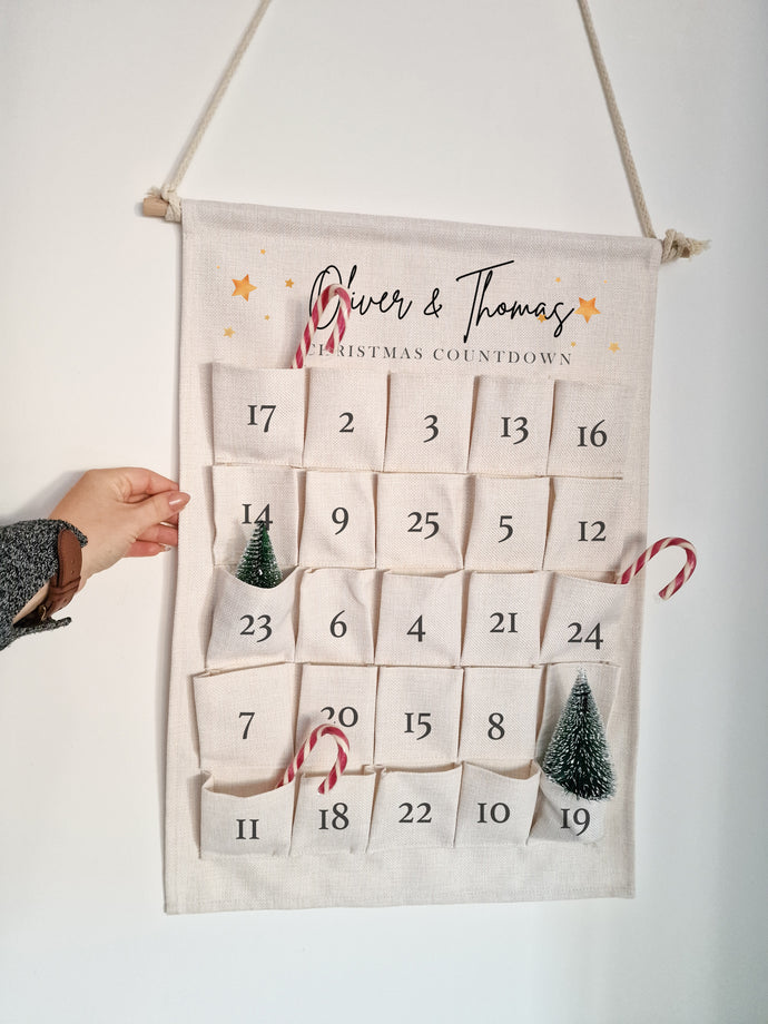 Hanging Christmas Countdown Canvas advent calendar