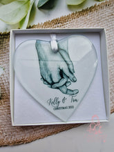 Load image into Gallery viewer, Couples Personalised Xmas decoration - Love - Holding Hands - First Christmas Together
