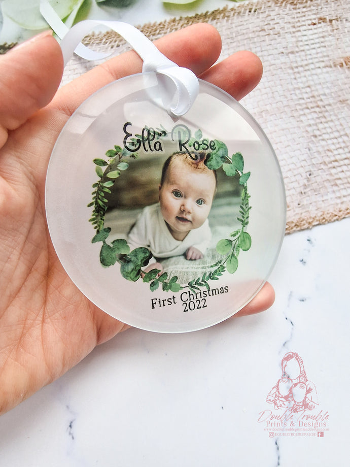 PHOTO FIRST CHRISTMAS  TREE ORNAMENT BAUBLE