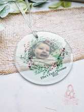 Load image into Gallery viewer, XMAS PHOTO WREATH FIRST CHRISTMAS  TREE ORNAMENT BAUBLE
