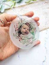Load image into Gallery viewer, XMAS PHOTO WREATH FIRST CHRISTMAS  TREE ORNAMENT BAUBLE
