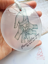 Load image into Gallery viewer, Nana Grandad Single Grandparents Hands Personalised Christmas Ornament Bauble
