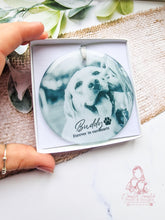 Load image into Gallery viewer, Pet Memorial -Dog Cat Personalised Glass Photo Christmas Ornament Bauble
