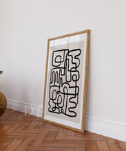 Load image into Gallery viewer, Beige and Black Abstract Minimalist line art
