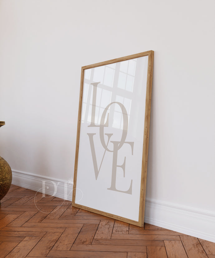 LOVE Letter minimalist neutral beige home poster