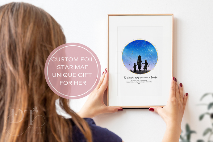 MOTHERS DAY GIFT  Star Map ,Unique Personalised Mothers Day Present, Gift for her, Nana, Nanny,  Star Chart,  Birthday Gift,