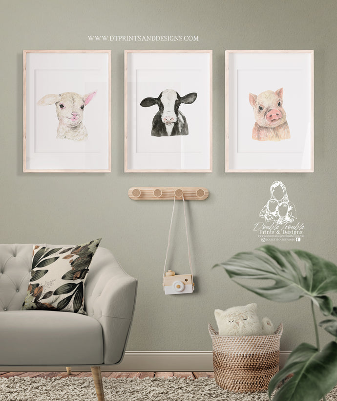 BABY FARM ANIMALS NURSERY PICTURES GENDER NEUTRAL FARM THEME POSTERS - BABY ANIMALS - HOME WALL ART - FARM HOUSE - BABY SHOWER IDEAS
