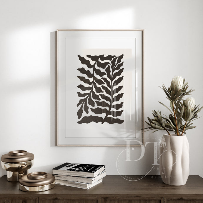 Beige & Black Cutout style Modern Minimalist Abstract Poster