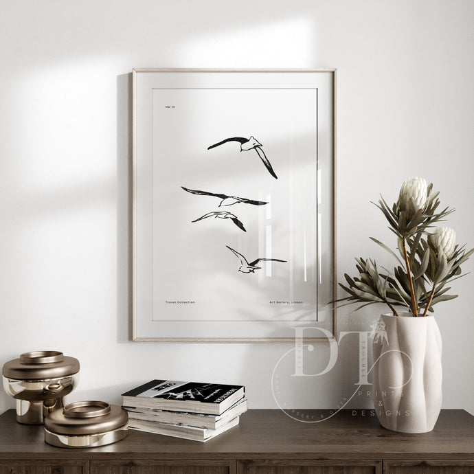 Seagull Birds minimalist line art