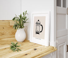 Load image into Gallery viewer, But first Coffee Cafetiere Neutral print
