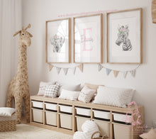 Load image into Gallery viewer, GIRLS BLUSH FLORAL PERSONALISED SAFARI PRINTS
