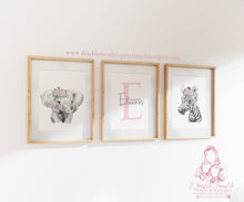 Load image into Gallery viewer, GIRLS BLUSH FLORAL PERSONALISED SAFARI PRINTS

