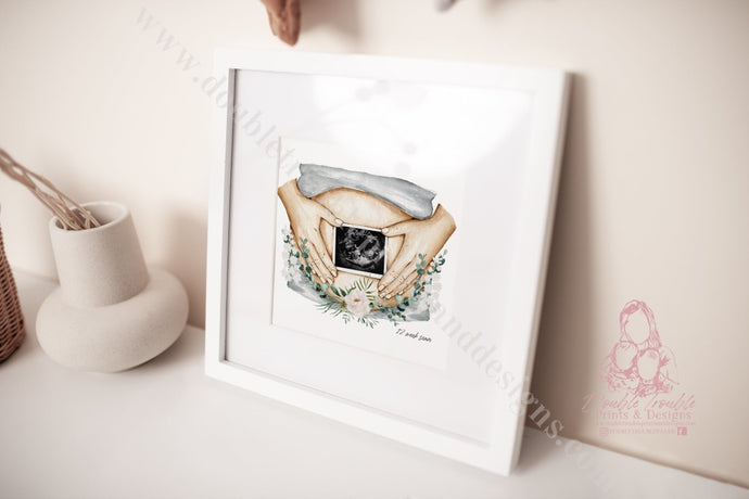 Baby Scan Bump Ultrasound Illustration - Gift