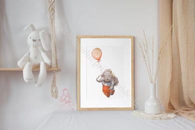 Balloon Cute Animal Nursery Decor Childrens Prints
