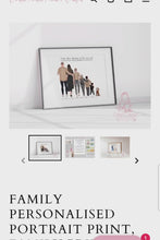 Load and play video in Gallery viewer, Family personalised portrait print, Family prints, Gifts
