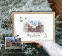 Load image into Gallery viewer, Christmas Custom House Painting Illustration Digital watercolour sketch
