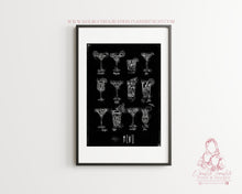 Load image into Gallery viewer, CHALK RETRO COCKTAIL PRINT IN BLACK
