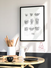 Load image into Gallery viewer, CHALK RETRO COFFEE PRINT IN WHITE
