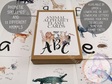 Educational Watercolour Animal Alphabet Flash Cards