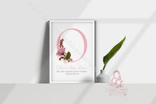 Load image into Gallery viewer, Floral Initial Birth Announcement Print
