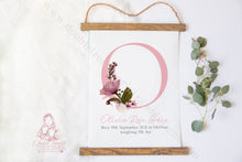 Load image into Gallery viewer, Floral Initial Birth Announcement Print
