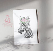 Load image into Gallery viewer, Girls Blush Floral Personalised Safari Prints
