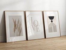 Load image into Gallery viewer, Neutral Minimalist bohemian pampas beige abstract set of 3 posters
