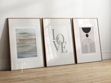 Load image into Gallery viewer, Neutral Abstract Set of 3 Painting and LOVE Print
