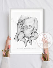 Load image into Gallery viewer, Newborn Mother And Baby Announcement Print Personalised
