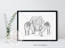 Load image into Gallery viewer, Newborn With Parents Announcement Print Personalised
