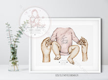 Load image into Gallery viewer, Newborn With Parents Announcement Print Personalised

