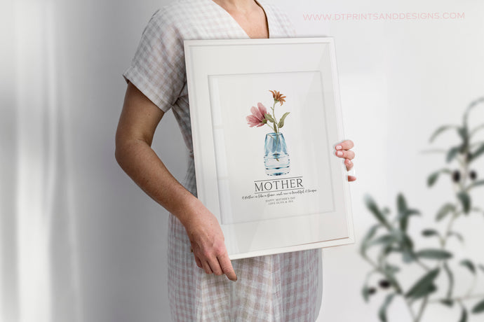 Mothers Day Flower Vase Print - Gift for Her - Mothering Sunday