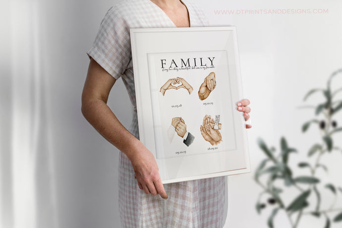 Our Family Story - Custom Hands Painting - Love Illustration - Wedding Gift - Newborn Gift