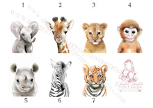 Load image into Gallery viewer, Personalised Jungle Safari Animal Portrait Prints
