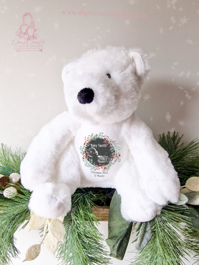 Polar Bear Christmas Teddy Baby Scan - Pregnancy Announcement - Baby Gift