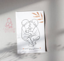 Load image into Gallery viewer, BEAUTIFUL TWINS BABY LINE ART ANNOUCNEMENT PRINT
