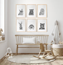 Load image into Gallery viewer, Woodland Animals Nursery Prints Set Of 3 4 Or 6
