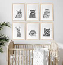 Load image into Gallery viewer, Woodland Animals Nursery Prints Set Of 3 4 Or 6
